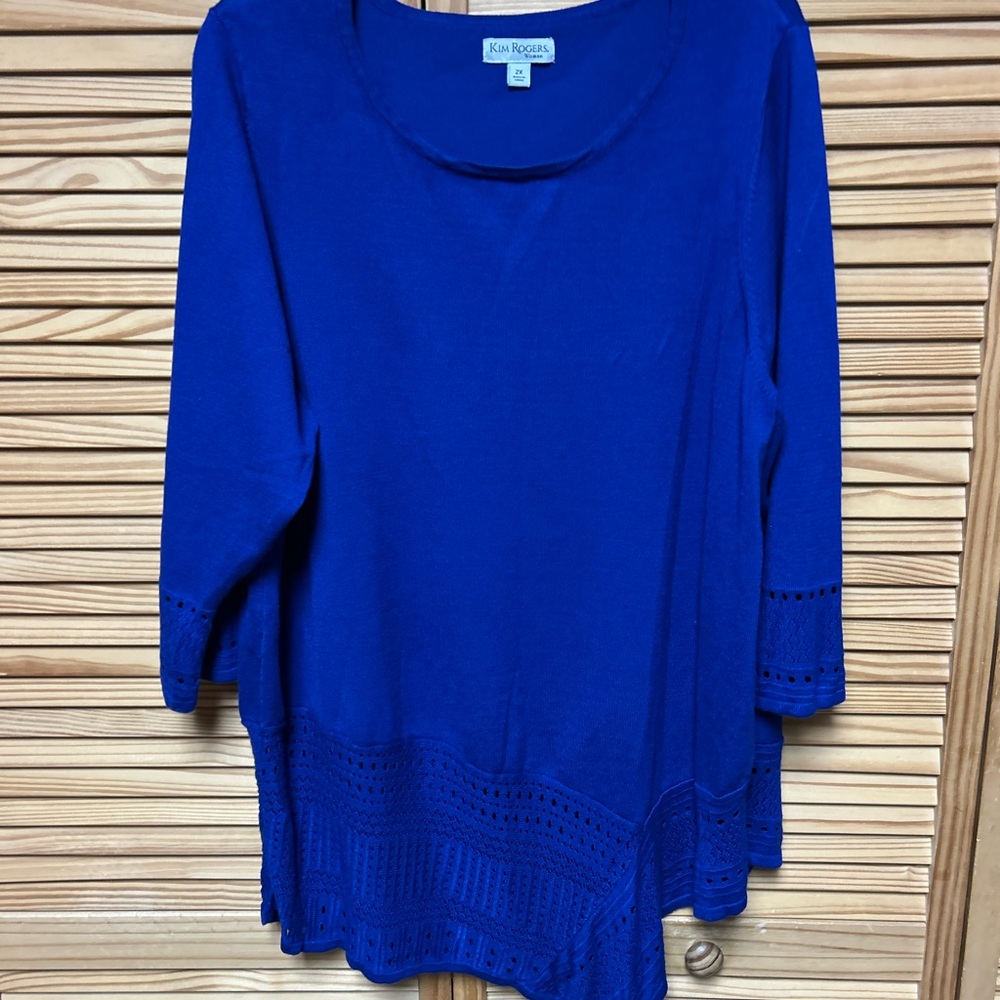 Kim Rogers women size 2X sweater top blue